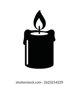 Candle Flame Black Silhouette Illustration Icon Festive Symbol Vector Image