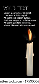 Kerzenflamme. Brennen von realistischen 3D-Wachskerzen, verschiedene WeihnachtsGeburtstagskirche und Party-Glühkerzen. Vektor-Set einzeln romantische Objekte Kerzenlicht