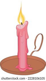 Candle with Flame Burning Vector Illustration