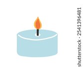 Candle Flame. Burning wax candle. Vector isolated.