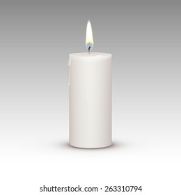 Candle Flame Fire Light Isolated on Background. Realistic Vector Illustration