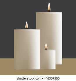 Candle Flame Fire Light Isolated on Background.