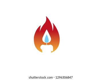 Candle in a flame of fire logo