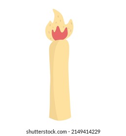 Icono aislado de diseño de caricaturas planas con llama de velas