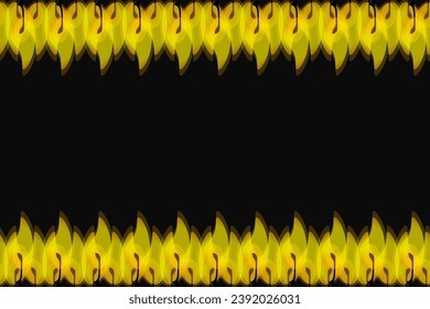 Candle Flame frame isolated black background with copy space. Fire backdrop with blank space for text. Fire ornament. Vector illustration. 