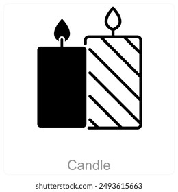 Candle and flame icon concept