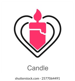 Candle and flame icon concept