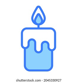 candle, flame Icon, simple design blue line icon.