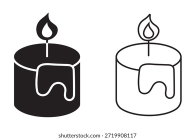 Icono de llama de vela. Ilustración vectorial de una vela. Siluetas del símbolo de la vela. Ilustración vectorial.