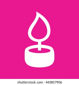 Candle flame icon vector illustration. Pink background