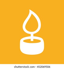 Candle flame icon vector illustration. Yellow background