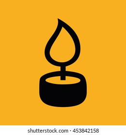 Candle flame icon vector illustration. Yellow background