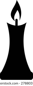 Candle flame icon wax, light, fire, lantern, illumination symbols, decorative candles, burning wick shapes in flat and line style black vector illustration isolated