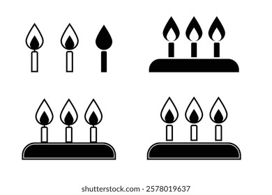 Candle Flame Icons. Candle Icons for Various Uses.