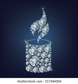 Candle flame light made a lot of diamonds