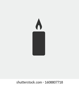 Candle With Flame Light Vector Icon