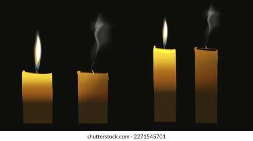 Candle flame light vector for memory event isolated graphic design illustration, candlelight clipart image on dark background icon