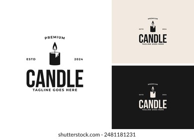 Candle flame logo design vector illustration template idea