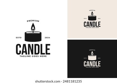 Candle flame logo design vector illustration template idea