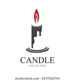 Candle flame logo in a frame,Bright fire shape vector illustration svg