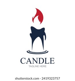 Candle flame logo in a frame,Bright fire shape vector illustration