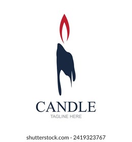 Candle flame logo in a frame,Bright fire shape vector illustration