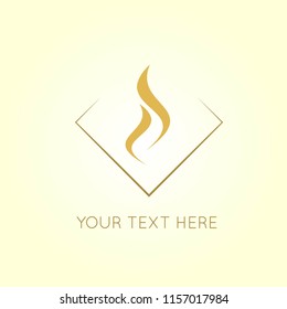 Candle flame logo in a frame.Fire shape vector illustration isolated on light background.