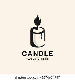 Candle with flame logo vector illustration design