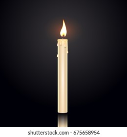 candle flame realistic on black background vector illustration 