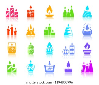 Candle Flame silhouette icons set. Sign kit of church decoration. Pictograms of prayer memorial fire, holiday accessories. Simple candle flame contour symbol. Vector Icon shape isolated on white