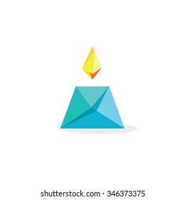Candle flame vector abstract paper style, geometric vector fire symbol, origami flat icon, shop logo concept, flaming, natural product, sign, gas light logotype design illustration isolated on white