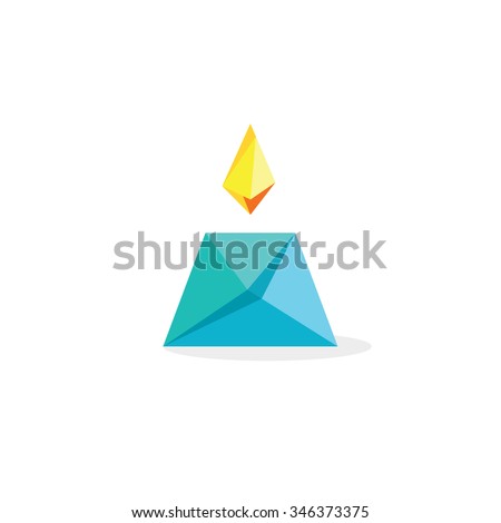 Candle flame vector abstract paper style, geometric vector fire symbol, origami flat icon, shop logo concept, flaming, natural product, sign, gas light logotype design illustration isolated on white
