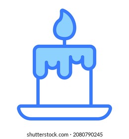 candle, flame vector blue outline icon.