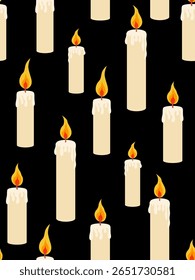 candle flames seamless pattern dark mystical background spiritual meditation design