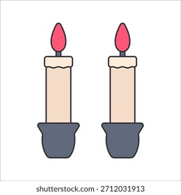 Vela Estilo de diseño plano, vela ardiente en titular, que simboliza la luz, el ritual y el ambiente, perfecto para el sentimiento vintage o diseños ceremoniales.