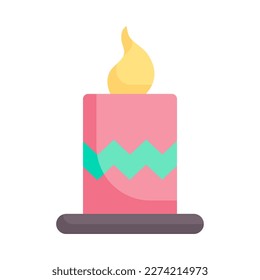 Candle flat icon. Burning candle, Easter icon. Vector Illustration.