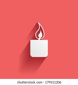 candle, flat icon isolated on a red background for your