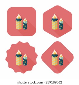 Candle flat icon with long shadow, eps10