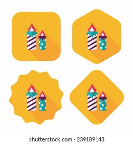 Candle flat icon with long shadow, eps10