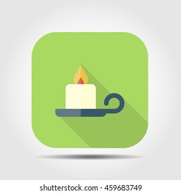 candle flat icon with long shadow, vector illustration