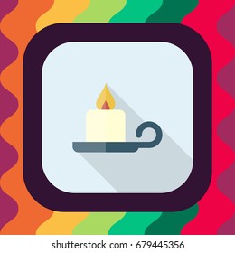 candle flat icon with long shadow, vector illustration