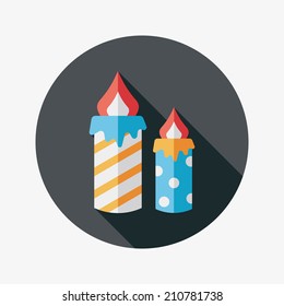 Candle flat icon with long shadow,eps10