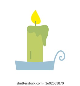 Candle Flat Icon Vector Illustration Isolated on White Background. Use for Xmas, Decoration, Greeting Card Etc.