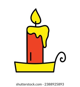 Candle Flat Icon Vector Illustration Isolated on White Background. Use for Xmas, Decoration, Greeting Card Etc.