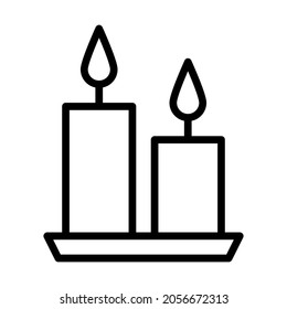 Candle flat line icon. Christmas candles isolated on white background. Outline sign for mobile concept and web design, store.