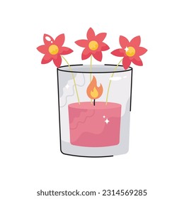 Eslabón vectorial de doodle de flores de velas Sticker. archivo EPS 10