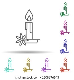 Candle, flower, flame multi color style icon. Simple thin line, outline vector of dia de muertos icons for ui and ux, website or mobile application