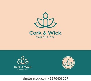 El logo de la vela y de la flor tiene un concepto monolíneo y una impresión femenina y lujosa