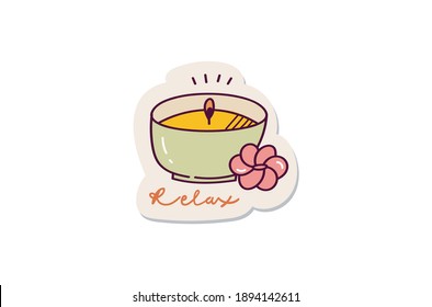 candle with flower, spa theme design sticker