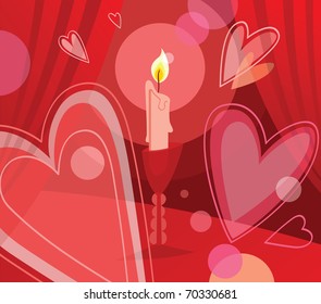 Candle and flying hearts
